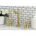Kingston Brass Three-Hole Polished Brass Widespread Bathroom Faucet Gold Cross - B077P23VSC